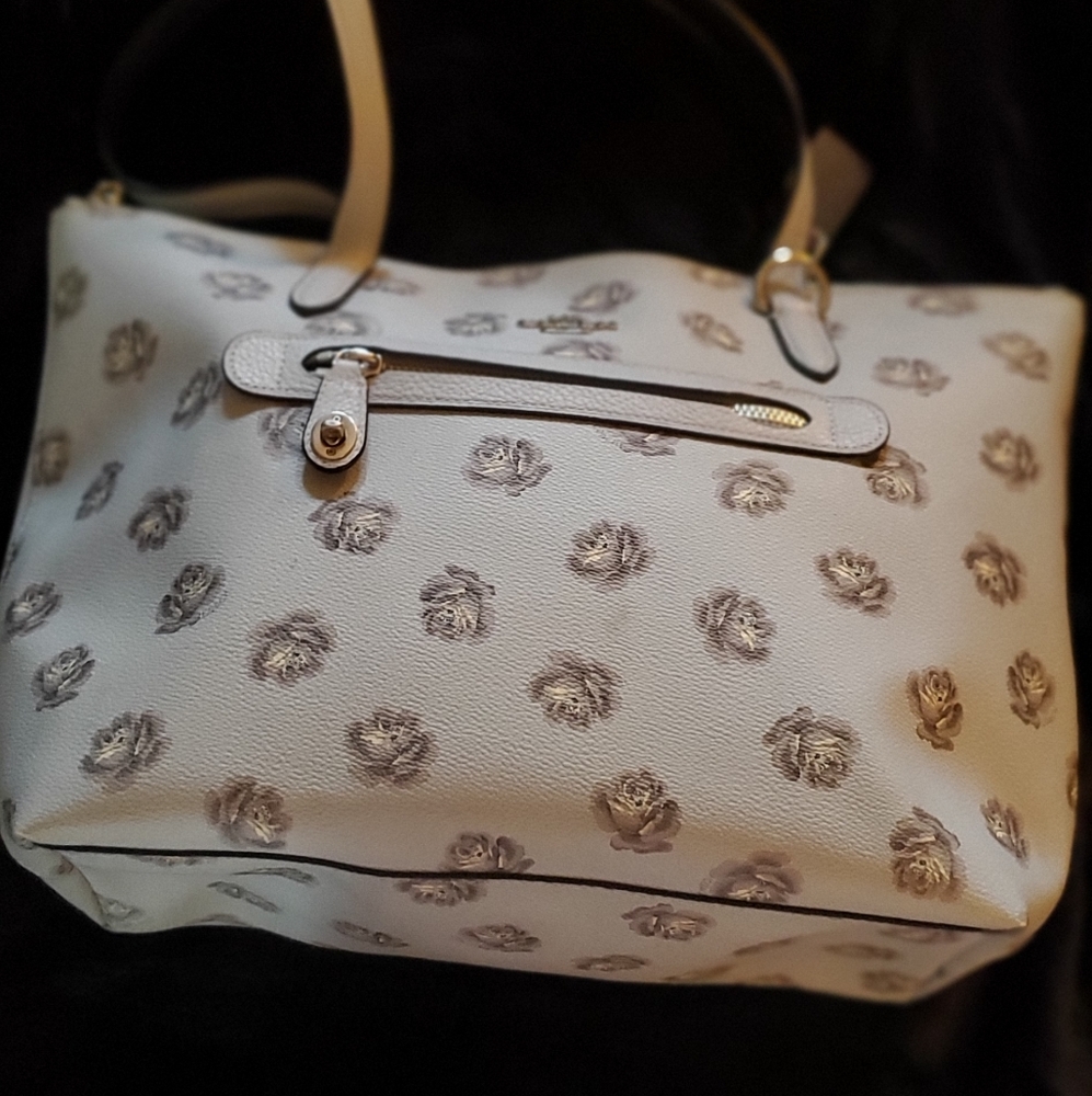 Coach Taylor Shoulder Tote in Rose-Strewn Silver/Sky RARE